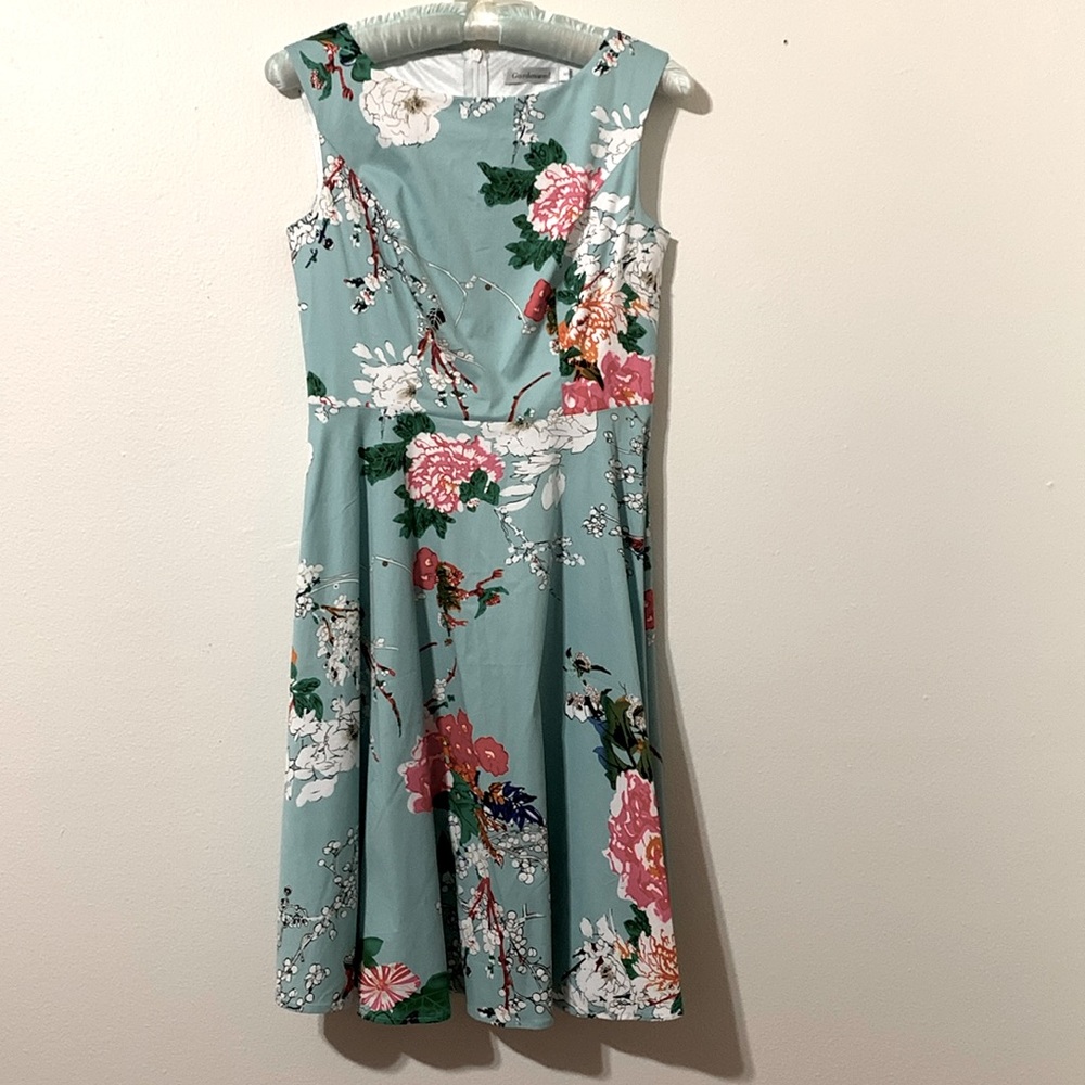 Gardenwed Flower Printed Dress Pale Green Size S Used